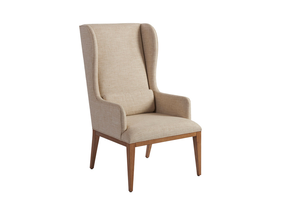 Lexington Barclay Butera Seacliff Upholstered Host Wing Chair - Coastal-inspired Elegance With Kidney Pillow For Dining Rooms Sandstone  920-883-01