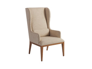 Lexington Barclay Butera Seacliff Upholstered Host Wing Chair - Coastal-inspired Elegance With Kidney Pillow For Dining Rooms Sandstone  920-883-01