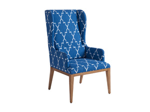 Lexington Barclay Butera Seacliff Upholstered Host Wing Chair - Coastal-inspired Elegance With Kidney Pillow For Dining Rooms Sandstone  920-883-40