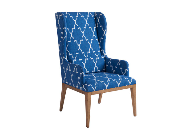 Lexington Barclay Butera Seacliff Upholstered Host Wing Chair - Coastal-inspired Elegance With Kidney Pillow For Dining Rooms Sandstone  920-883-40