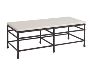 Lexington Barclay Butera Breakwater Coastal-inspired Cocktail Table With Hammered Metal Base And Elegant Cast Stone Top Sandstone  920-945