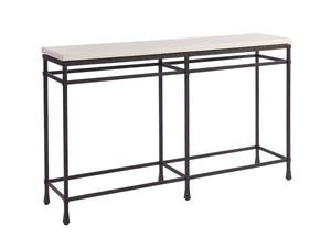 Lexington Barclay Butera Breakwater Console Table - Coastal-inspired Design With Hammered Metal Base And Elegant Stone Top Sandstone  920-966