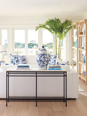 Lexington Barclay Butera Breakwater Console Table - Coastal-inspired Design With Hammered Metal Base And Elegant Stone Top Sandstone  920-966