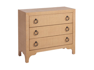 Lexington Barclay Butera Balboa Island Raffia Hall Chest - Elegant Coastal Design With 3 Drawers And Protective Glass Top Sandstone  920-974