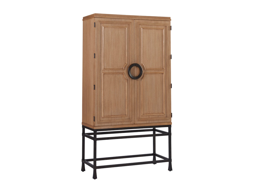 Lexington Barclay Butera Jade Bar Chest With Aged Bronze Base – Elegant Coastal Design For Stylish Home Entertainment Spaces Sandstone  920-976c