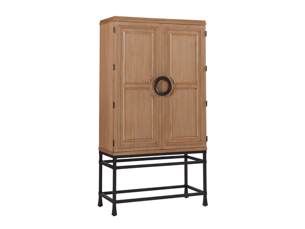 Lexington Barclay Butera Jade Bar Chest With Aged Bronze Base – Elegant Coastal Design For Stylish Home Entertainment Spaces Sandstone  920-976c