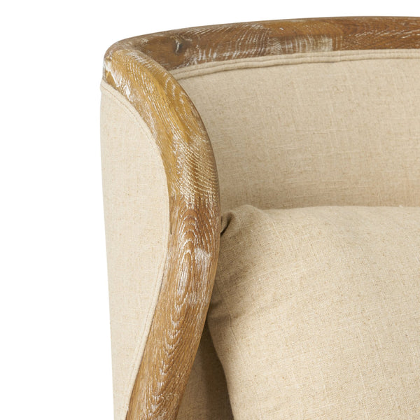 English Elm Christopher Knight Home® - CRENSHAW Beige Fabric Wing Chair with Oak Frame — High-Back Cozy Armchair for Living Room Comfort 56614.00