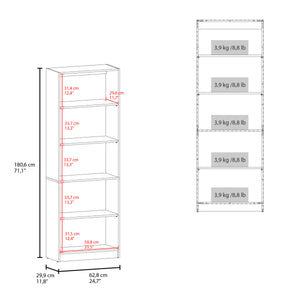 English Elm 4-Tier Natural Wood Bookcase with Spacious Shelves, Vertical Space-Saving Storage & Easy Assembly B097P296880