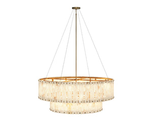 Sunpan APSARA Chandelier - Unique Two-Tier Alabaster Fixture for Grand Spaces, Warm Glow & Elegant Design 112665