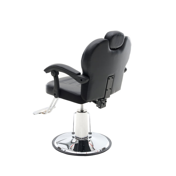 English Elm 102°-140° Heavy Duty Reclining Barber Chair with Hydraulic Pump, 360° Swivel, PU Leather, Stable Anti-Slip Base for Busy Salons and Stylists W2069P290382