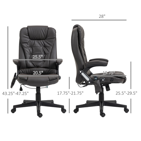 English Elm Homcom High Back Massage Office Chair With 6 Vibration Points & Heated Recline For Comfort & Support W2225P217504