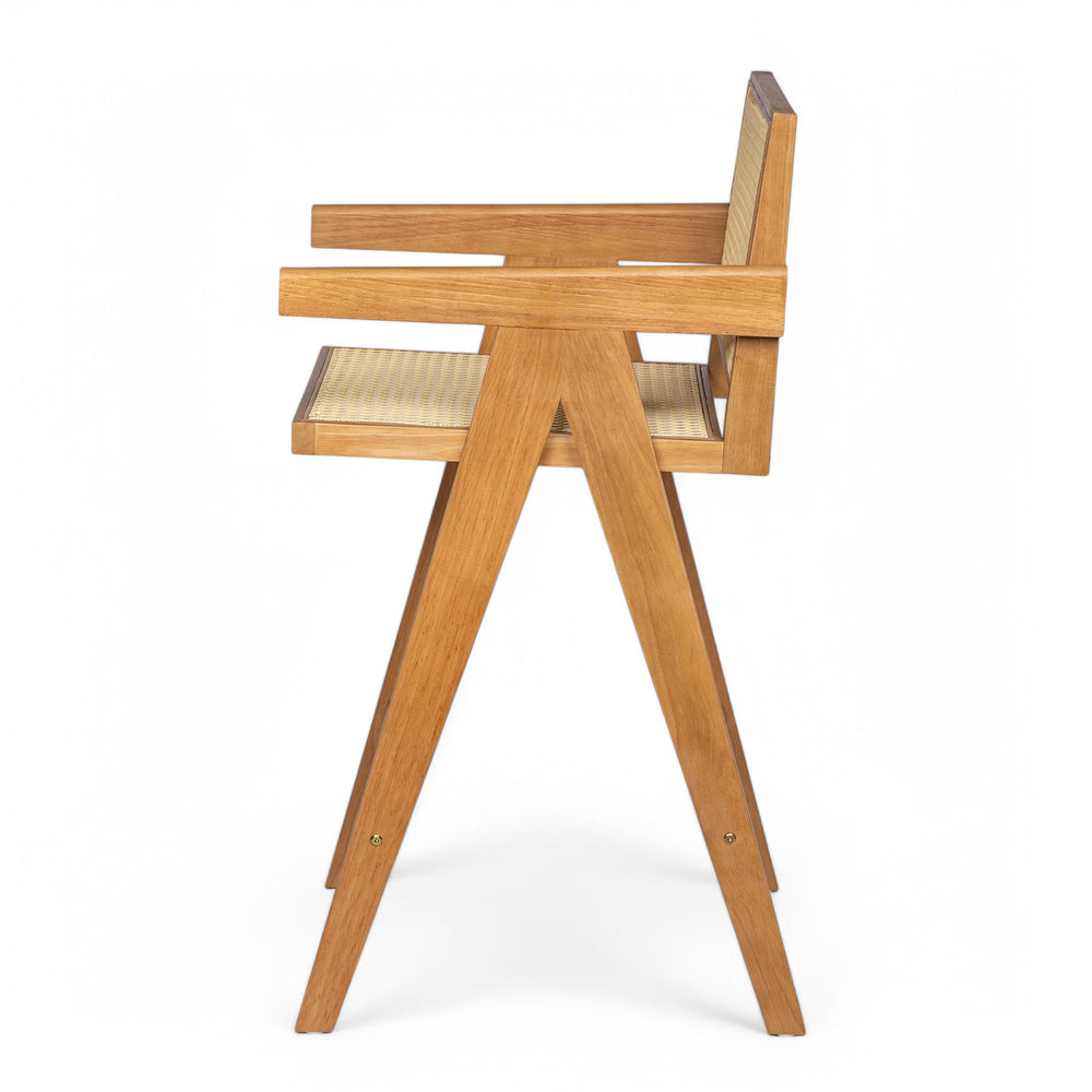 English Elm Christopher Knight Home® - 27'', Modern minimalist bar stool set of 2 with cane PE rattan seats, solid rubberwood frame, durable craft finish Natural N780P237929N