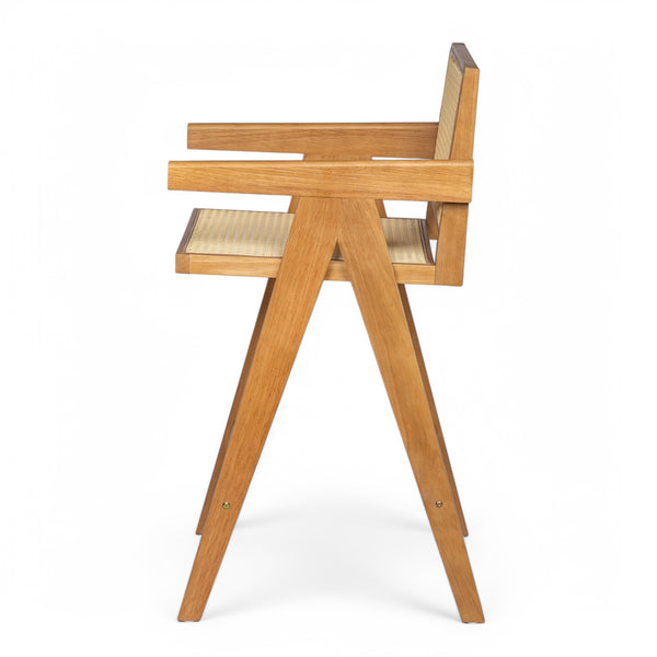 English Elm Christopher Knight Home® - 27'', Modern minimalist bar stool set of 2 with cane PE rattan seats, solid rubberwood frame, durable craft finish Natural N780P237929N