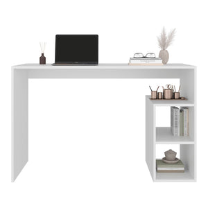 English Elm Wenge Finish Writing Desk with Open Shelving for Small Home Office Spaces White B062P476863