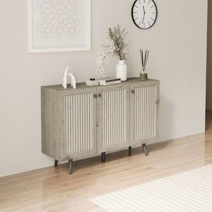 English Elm Storage Cabinet With Three Doors - Versatile Gray Wood Sideboard Buffet For Kitchen & Living Room W2702P202500-GIGA