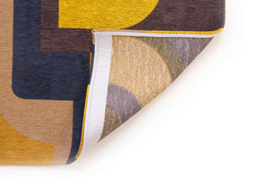 Louis de Pootere Nuance Module 100% PET Poly Mechanically Woven Jacquard Flatweave Geometric Rug Yellow Meyer 4'7"