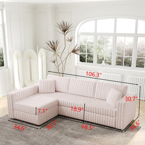 English Elm 106.3" Plush L-Shaped Sofa For 4 | Stylish Light Pink Couch With Modular Design & Easy Maintenance W1767S00020