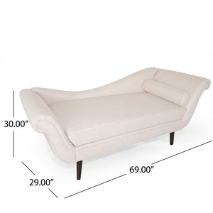 English Elm Chaise Lounge Upholstered Accent Piece Tailored Silhouette for Living Room or Bedroom Beige N776P396744F