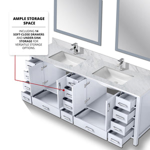 English Elm White Double Bath Vanity 84 in W x 22 in D with Carrara Marble Top, Chrome Faucet, 34in Mirrors, Durable Finish B2731S01062