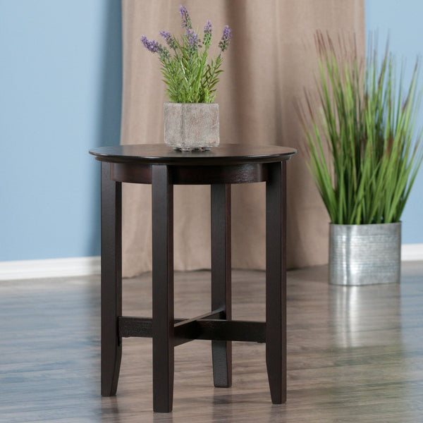 Winsome Wood Toby Round Accent End Table In Espresso - Stylish Solid Wood Design For Living Room & Bedroom Decor Espresso Solid Wood 92118-winsome-wood