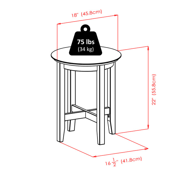 Winsome Wood Toby Round Accent End Table In Espresso - Stylish Solid Wood Design For Living Room & Bedroom Decor Espresso Solid Wood 92118-winsome-wood