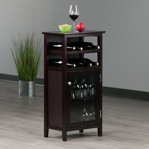 Winsome Wood Alta Wine Cabinet In Espresso Finish – Elegant Storage For Bottles & Glasses With Modern Design Espresso Solid ,Composite Wood 92119-winsome-wood