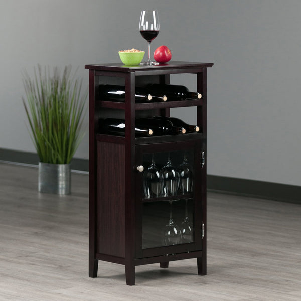 Winsome Wood Alta Wine Cabinet In Espresso Finish – Elegant Storage For Bottles & Glasses With Modern Design Espresso Solid ,Composite Wood 92119-winsome-wood