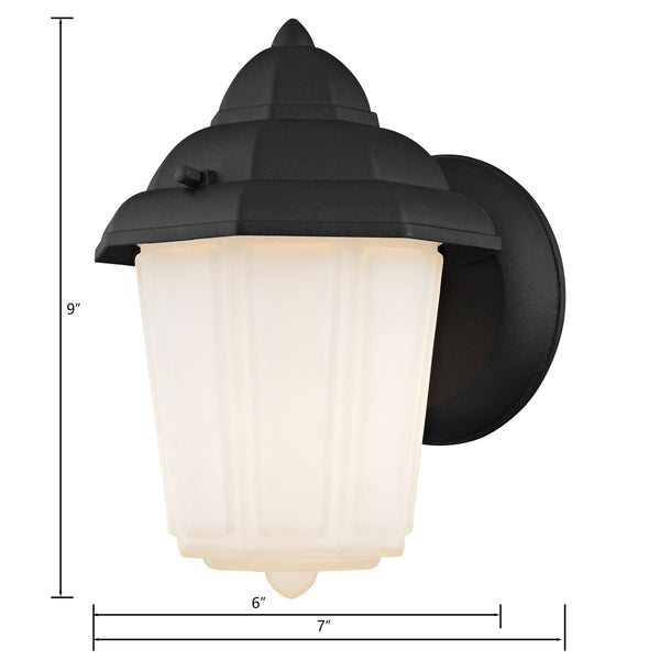 Thomas Lighting Cotswold Traditional Lantern Outdoor Wall Sconce with Tiered Glass and Powder Coat Finish Black 6 W x 7 D x 9 H 9211EW/65