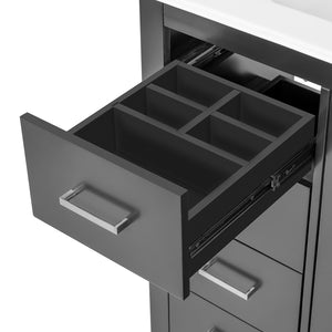 English Elm 36'' Bathroom Vanity with Ceramic Sink Combo, Solid Wood Frame, Soft-Close Drawers and Stylish Retro Groove Design Black N710P291684B