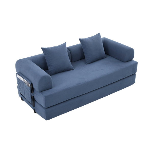 English Elm UNITED modular foldable sofa with metal frame, corduroy upholstery, side pocket & quick assembly convenience Navy W1568P375644