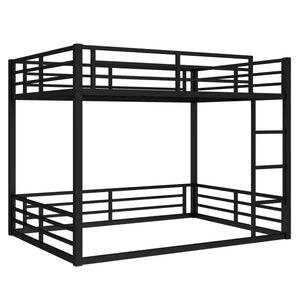 English Elm Metal Queen Over Queen Bunk Bed – Space-Saving Design For Teens & Adults, No Box Spring Needed, Black W1580S00140