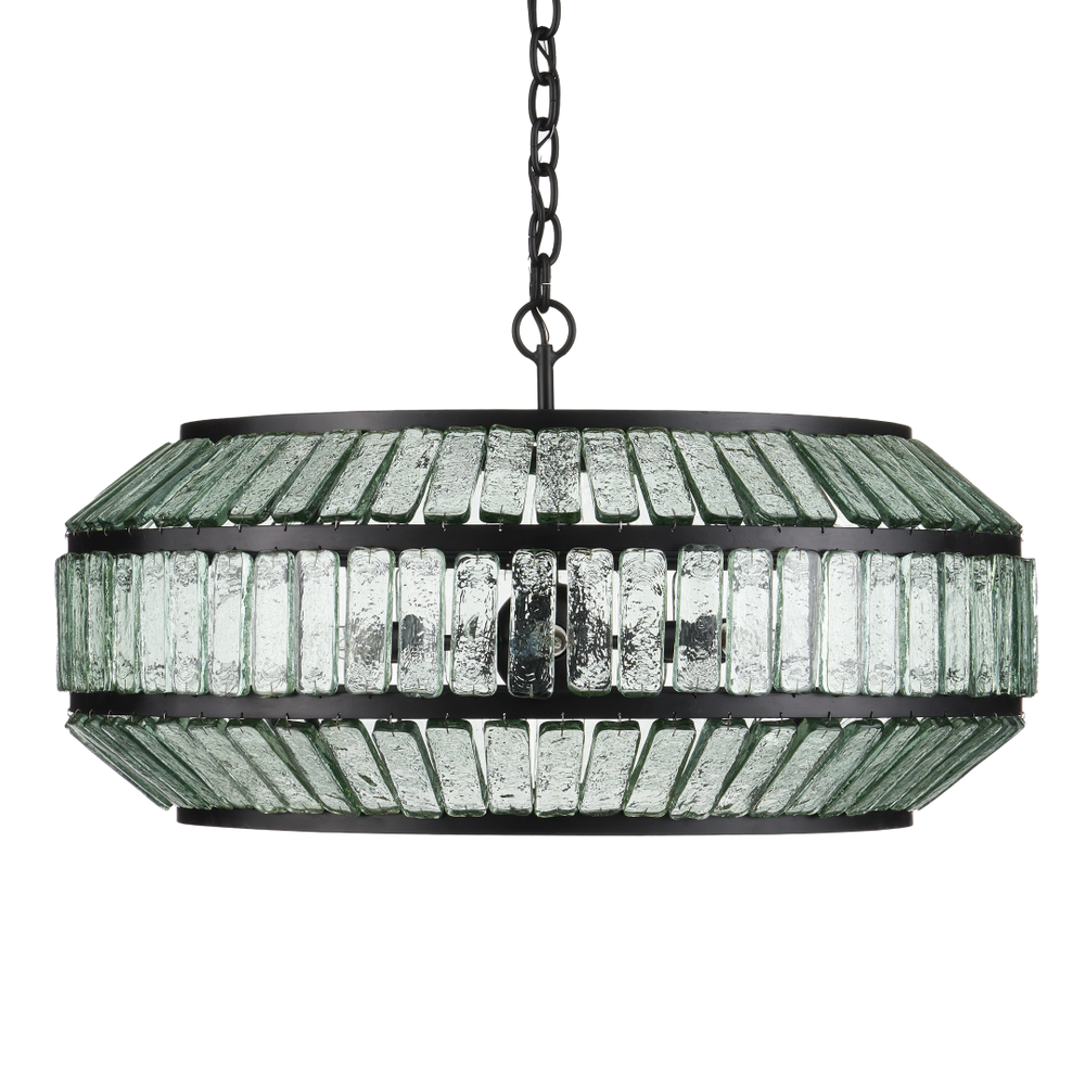 Centurion Chandelier - Elegant Recycled Glass & Wrought Iron Design, Modern Farmhouse Style Fixture