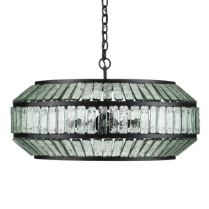 Centurion Chandelier - Elegant Recycled Glass & Wrought Iron Design, Modern Farmhouse Style Fixture