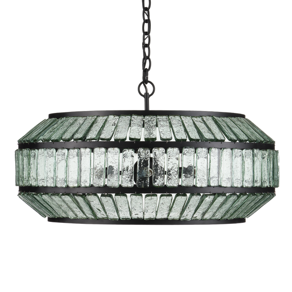 Centurion Chandelier - Elegant Recycled Glass & Wrought Iron Design, Modern Farmhouse Style Fixture