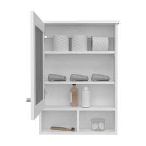 English Elm Medicine Cabinet Gibson White - Mirrored Door, 3 Hidden Shelves + 2 Open Shelves, Space-Saving Design B092P238757