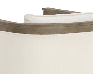 Sunpan Sala Lounge Chair - Contemporary Comfort with Grey Oak Frame and Stylish Leather Rope Detailing Linoso Ivory V1