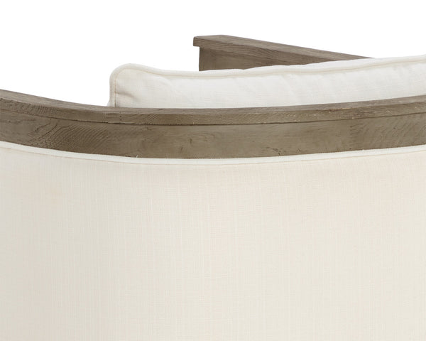 Sunpan Sala Lounge Chair - Contemporary Comfort with Grey Oak Frame and Stylish Leather Rope Detailing Linoso Ivory V1