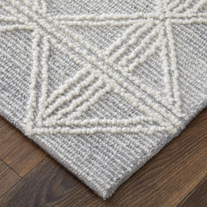 Feizy Rugs Corwin Hand-tufted Wool Geometric Rug By Thom Filicia - Elegant High-low Pile For Modern Spaces Gray,Ivory Wool T30t8013slv000h50