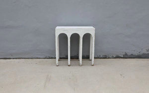 Lilys 31" Long Ming Arch Console Table Distressed White 9216-W