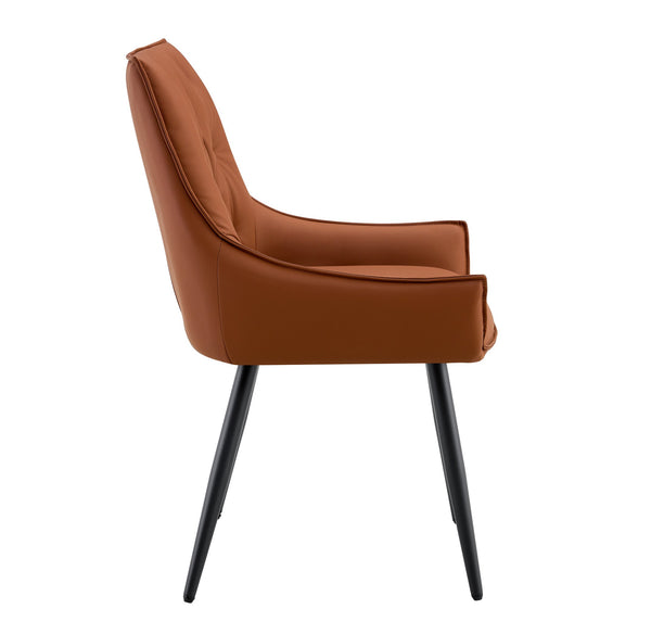 English Elm Dining Chairs Set Of 2 - Stylish Camel Faux Leather With Gold Mesh Accents And Black Legs For Comfort W3493P359746