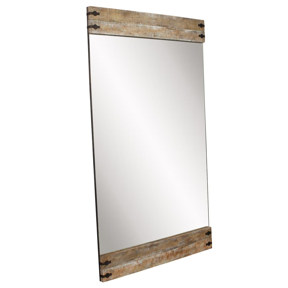 Howard Elliott Garrett Oversized Floor Mirror With Reclaimed Oak Frame & Wrought Iron Accents - Stylish & Versatile Brown Wood 92163-howard-elliott
