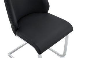 English Elm Dining Chairs Set Of 4, Modern Black Faux Leather With Gold Mesh, High-Back Comfort For Any Room W3493P356395