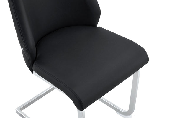 English Elm Dining Chairs Set Of 4, Modern Black Faux Leather With Gold Mesh, High-Back Comfort For Any Room W3493P356395