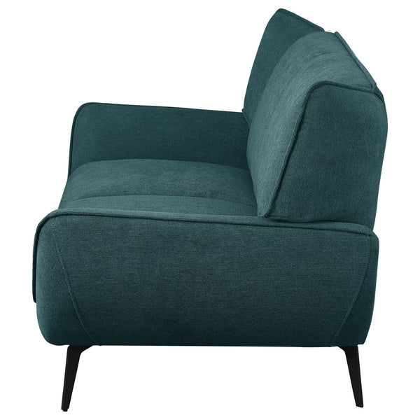 English Elm Logan Teal Blue Flared Arm Loveseat with Wingback Silhouette, Plush Foam Cushioning for Lounging B062P358466