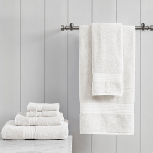 JLA Home Madison Park - 6 Organic Cotton Towel Set — 650 GSM Hotel-Soft, GOTS & OEKO-TEX Certified, Quick-Dry, Plush Absorbency White MP73-6182