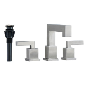 English Elm Brushed Nickel Waterfall Widespread Bathroom Faucet - Modern 2-Handle Vanity Sink Fixture Set T3177P277507