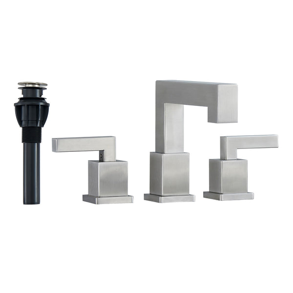 English Elm Brushed Nickel Waterfall Widespread Bathroom Faucet - Modern 2-Handle Vanity Sink Fixture Set T3177P277507