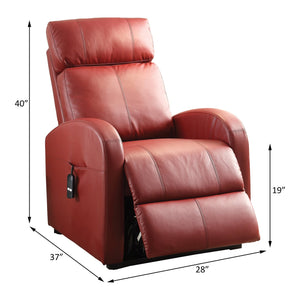 English Elm Ricardo Red PU Power Lift Recliner with Tufted Design, Pocket Coil Seat, Metal Base & Remote B2726P252317