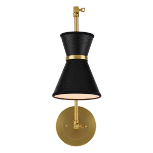 Avignon Wall Sconce - Handmade Black Paper Shade & Polished Brass Finish, French Chic Design Accent
