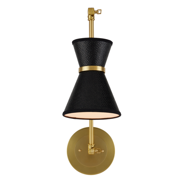 Avignon Wall Sconce - Handmade Black Paper Shade & Polished Brass Finish, French Chic Design Accent